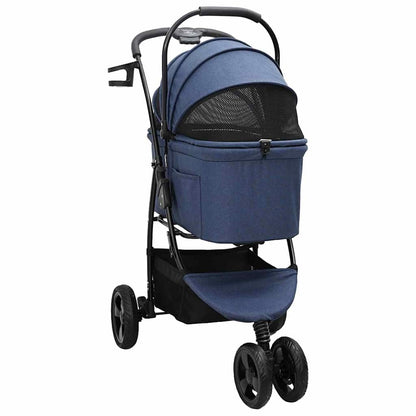 vidaXL Folding Pet Stroller Adjustable Blue 78 x 54 x 101 cm Polyester 3