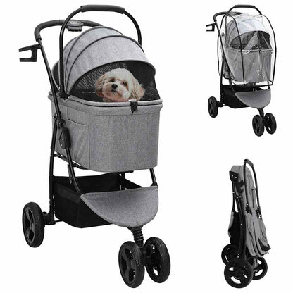 vidaXL Folding Pet Stroller Adjustable Grey 78 x 54 x 101 cm Polyester 1