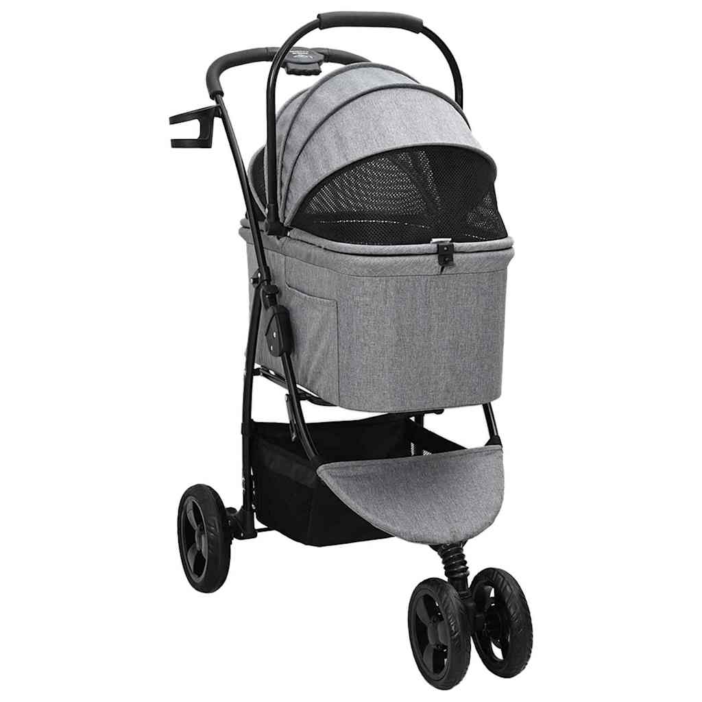 vidaXL Folding Pet Stroller Adjustable Grey 78 x 54 x 101 cm Polyester 3