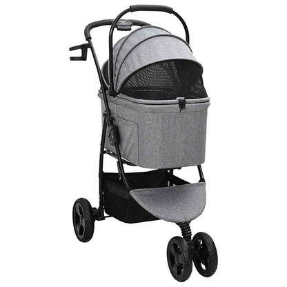 vidaXL Folding Pet Stroller Adjustable Grey 78 x 54 x 101 cm Polyester 3