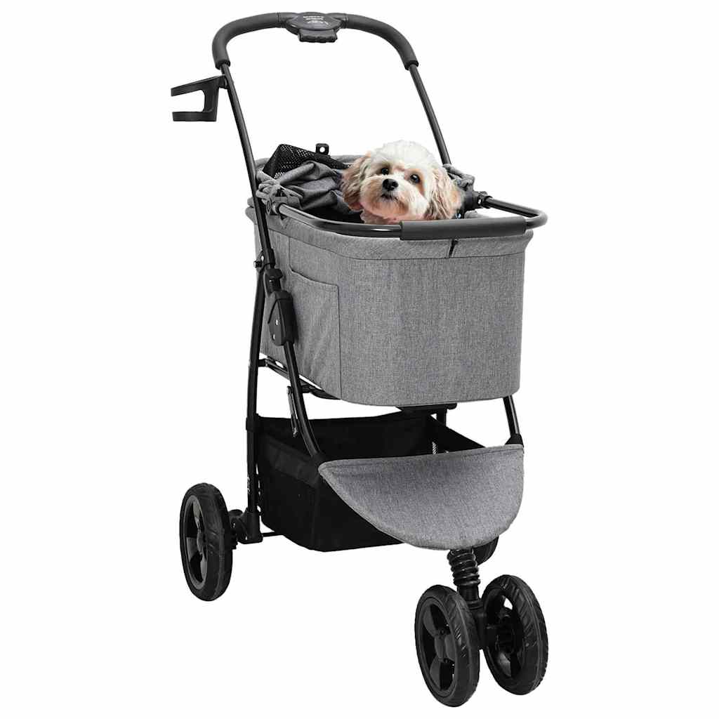 vidaXL Folding Pet Stroller Adjustable Grey 78 x 54 x 101 cm Polyester 2