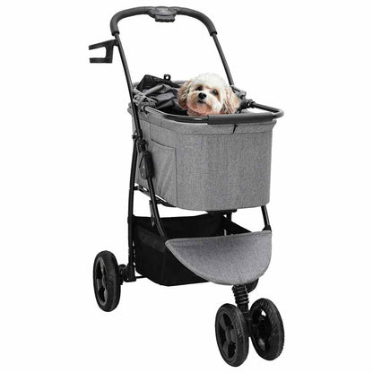 vidaXL Folding Pet Stroller Adjustable Grey 78 x 54 x 101 cm Polyester 2