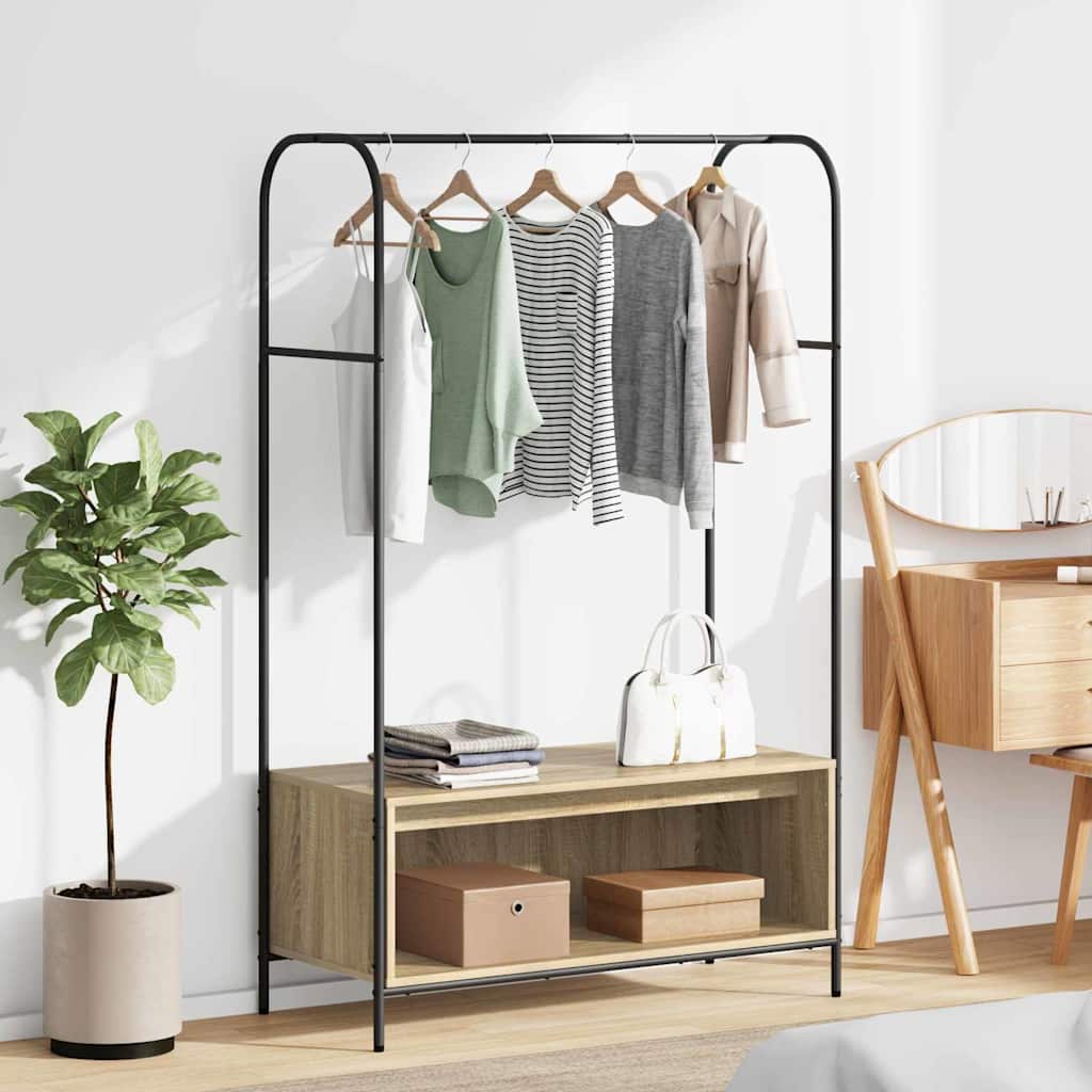 vidaXL Clothes Rack Brown Oak 100 x 44 x 160 cm Engineered Wood 1