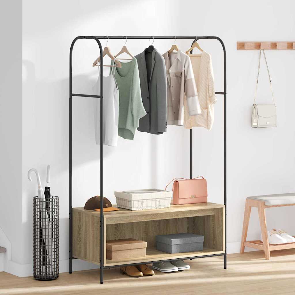 vidaXL Clothes Rack Brown Oak 100 x 44 x 160 cm Engineered Wood 4