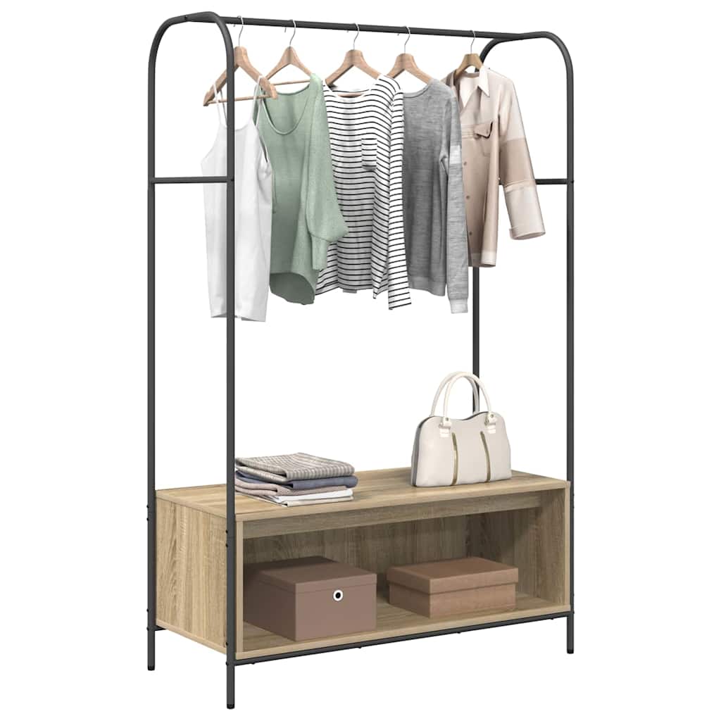 vidaXL Clothes Rack Brown Oak 100 x 44 x 160 cm Engineered Wood 3