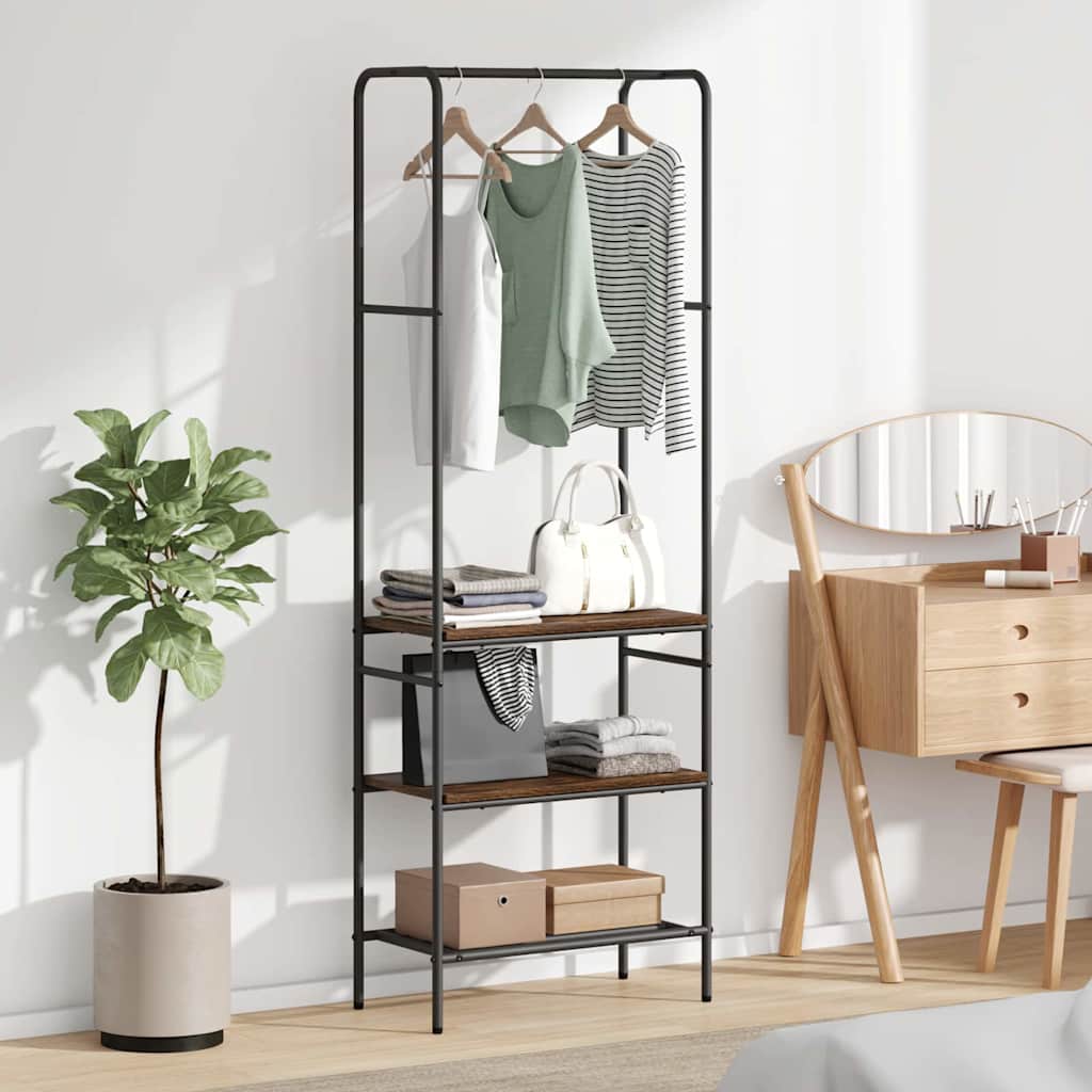 vidaXL Clothes Rack Smoked Oak 60 x 30 x 171 cm Engineered Wood 1