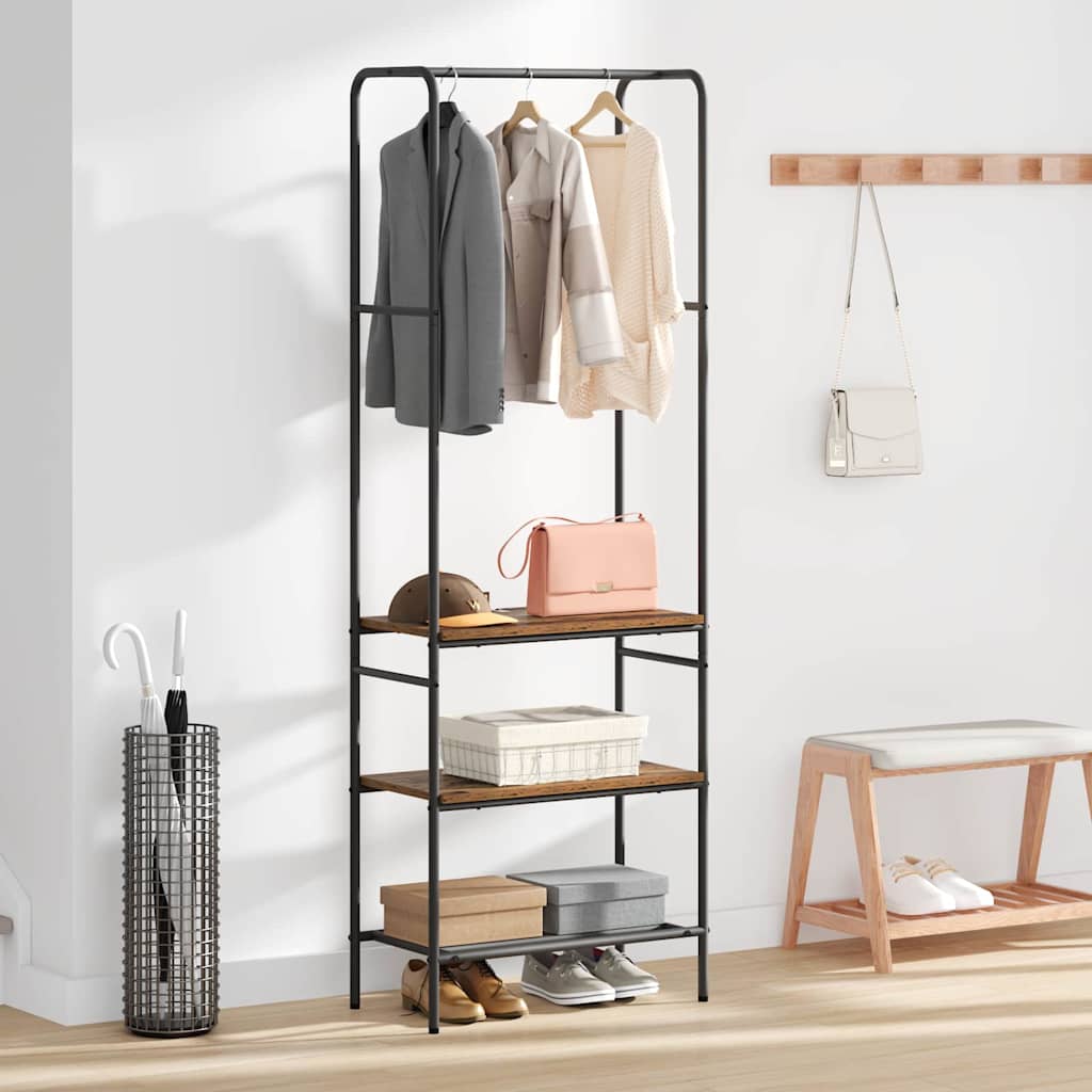 vidaXL Clothes Rack Old wood 60 x 30 x 171 cm Engineered Wood 4