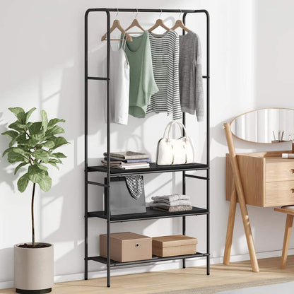 vidaXL Clothes Rack Black Oak 77 x 30 x 171 cm Engineered Wood 1