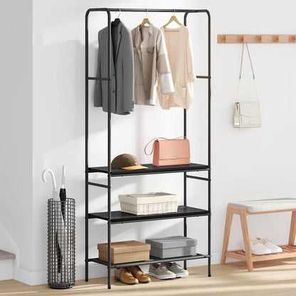 vidaXL Clothes Rack Black Oak 77 x 30 x 171 cm Engineered Wood 4