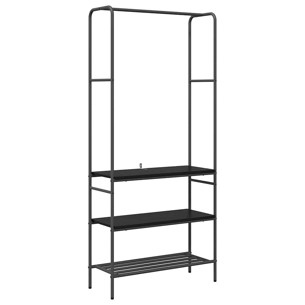 vidaXL Clothes Rack Black Oak 77 x 30 x 171 cm Engineered Wood 2