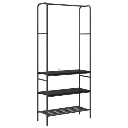 vidaXL Clothes Rack Black Oak 77 x 30 x 171 cm Engineered Wood 2