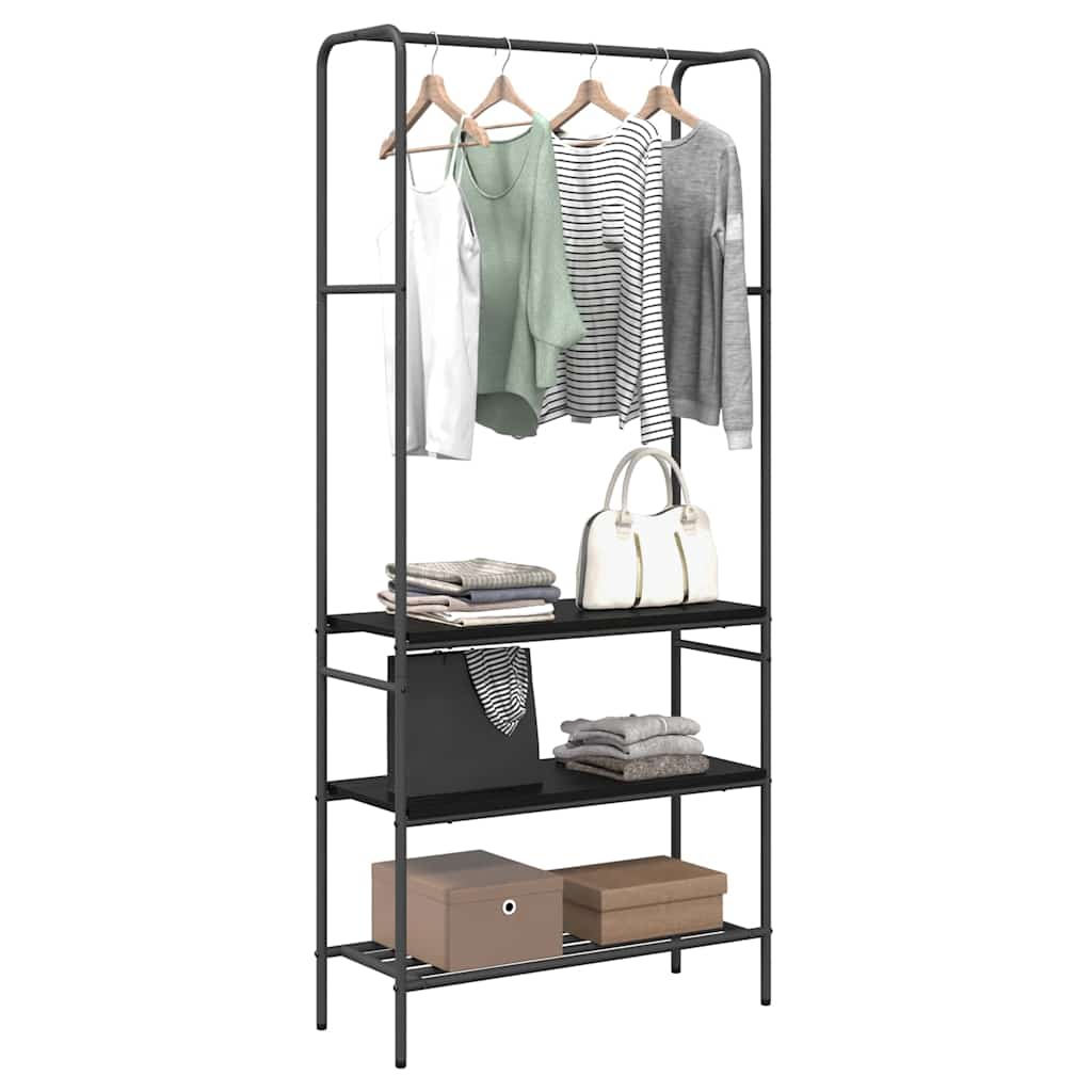 vidaXL Clothes Rack Black Oak 77 x 30 x 171 cm Engineered Wood 3