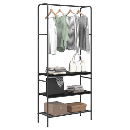 vidaXL Clothes Rack Black Oak 77 x 30 x 171 cm Engineered Wood 3