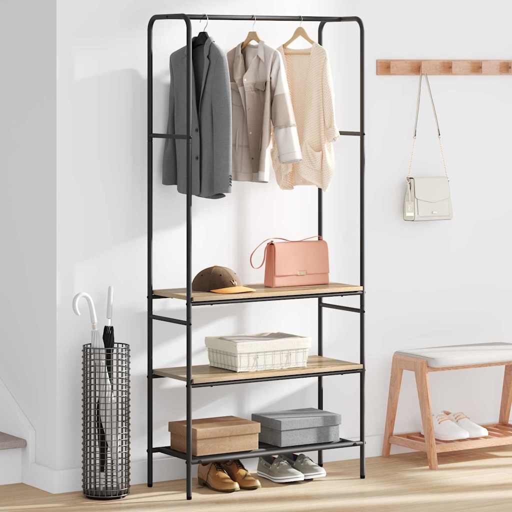vidaXL Clothes Rack Sonoma Oak 77 x 30 x 171 cm Engineered Wood 4