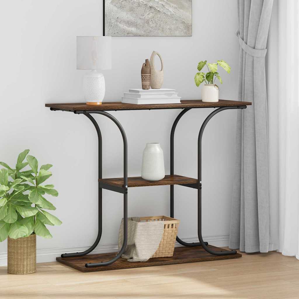 vidaXL Console Table Smoked Oak 101 x 35 x 80.5 cm Engineered Wood 1