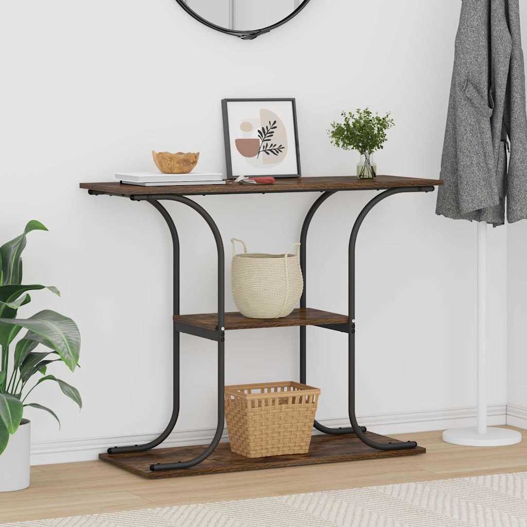 vidaXL Console Table Smoked Oak 101 x 35 x 80.5 cm Engineered Wood 4