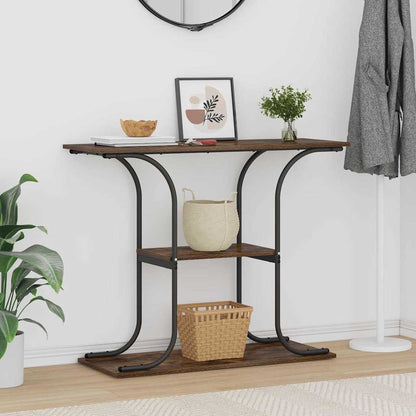 vidaXL Console Table Smoked Oak 101 x 35 x 80.5 cm Engineered Wood 4