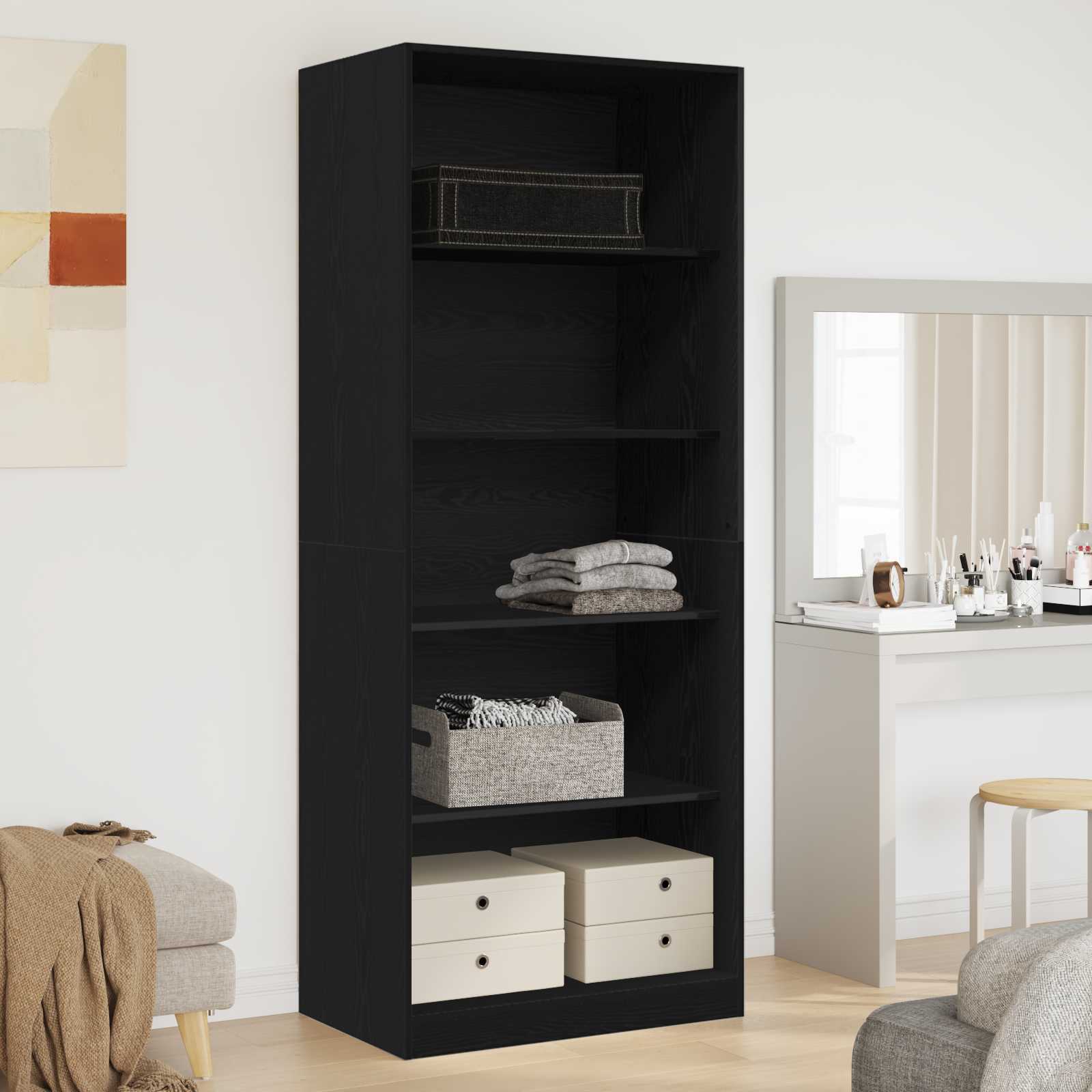 vidaXL Wardrobe Black Oak 80 x 50 x 200 cm Engineered Wood 1