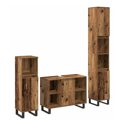 3 Piece Bathroom Furniture Set Engineered Wood Old wood