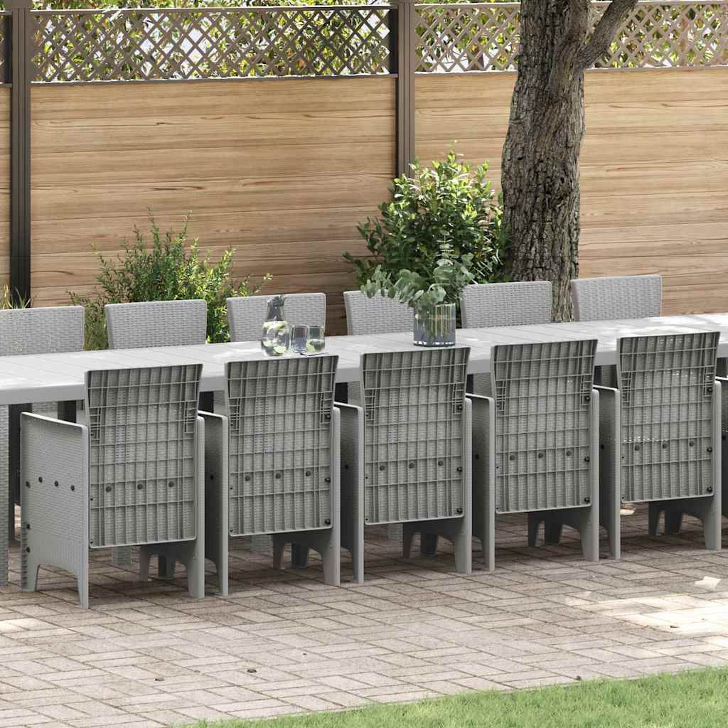 Garden Dining Set with Cushions 17 pcs PP Light grey without cushion 16-seater