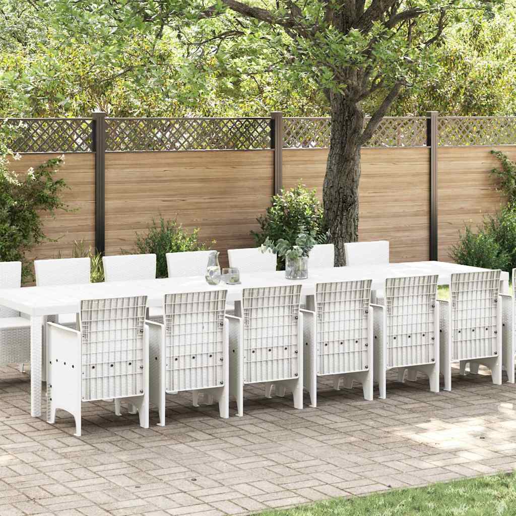 Garden Dining Set with Cushions 17 pcs PP White without cushion 14-seater