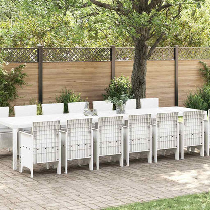 Garden Dining Set with Cushions 17 pcs PP White Light grey 14-seater
