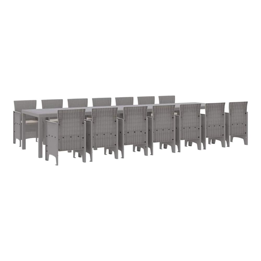 Garden Dining Set with Cushions 17 pcs PP Light grey Taupe 14-seater