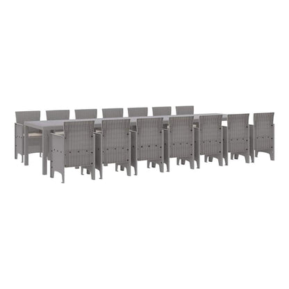 Garden Dining Set with Cushions 17 pcs PP Light grey Taupe 14-seater