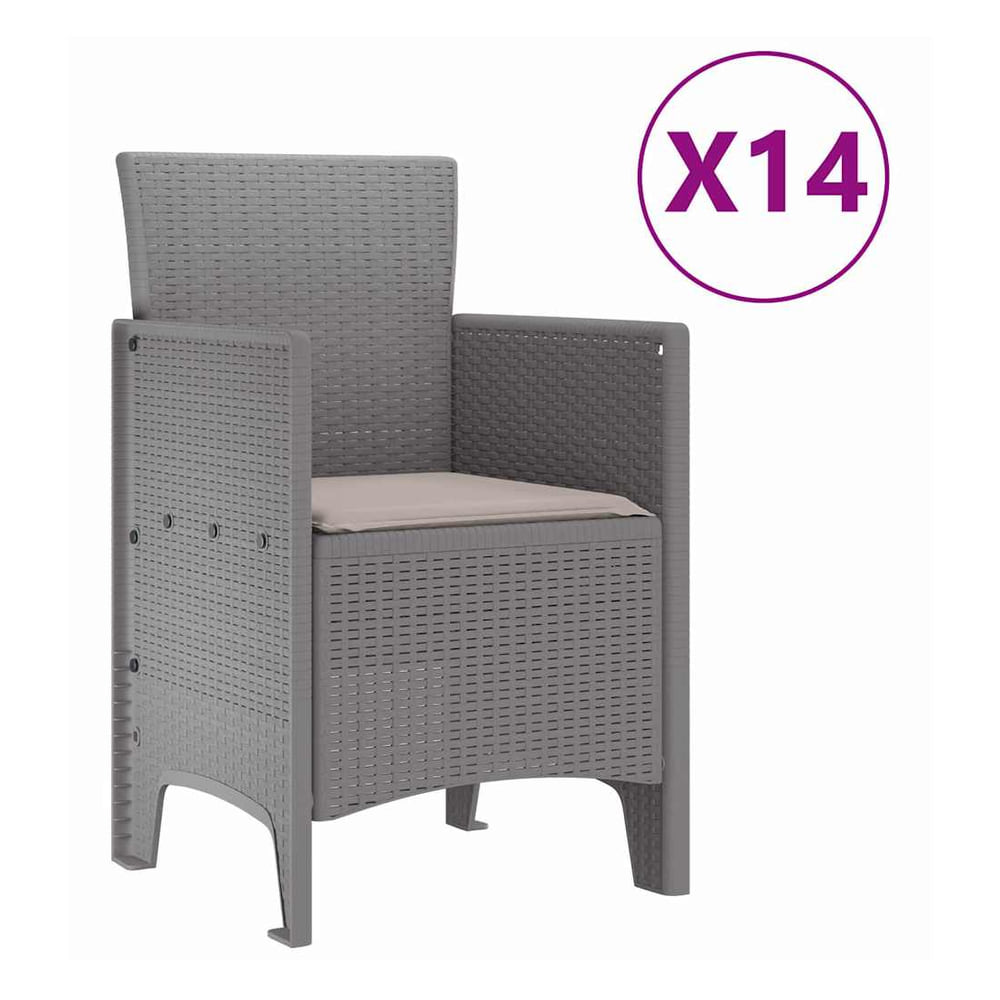 Garden Dining Set with Cushions 17 pcs PP Light grey Taupe 14-seater