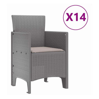 Garden Dining Set with Cushions 17 pcs PP Light grey Taupe 14-seater