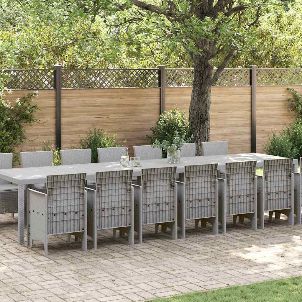 Garden Dining Set with Cushions 17 pcs PP Light grey Light grey 14-seater