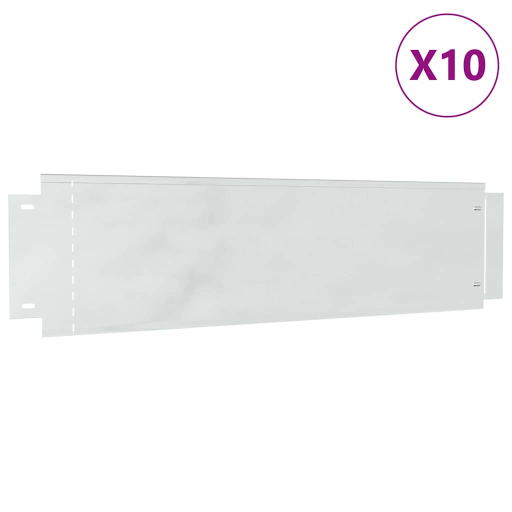 vidaXL Lawn Edgings 10 pcs 100 x 25 x 0.07 cm Galvanised Steel Silver 4