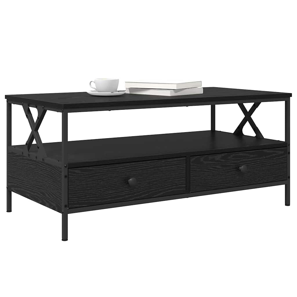 vidaXL Coffee Table Black oak 100 x 51 x 45 cm Engineered wood 3