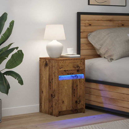 vidaXL LED Bedside Cabinet Old wood 38 x 34 x 61 cm Engineered wood 4