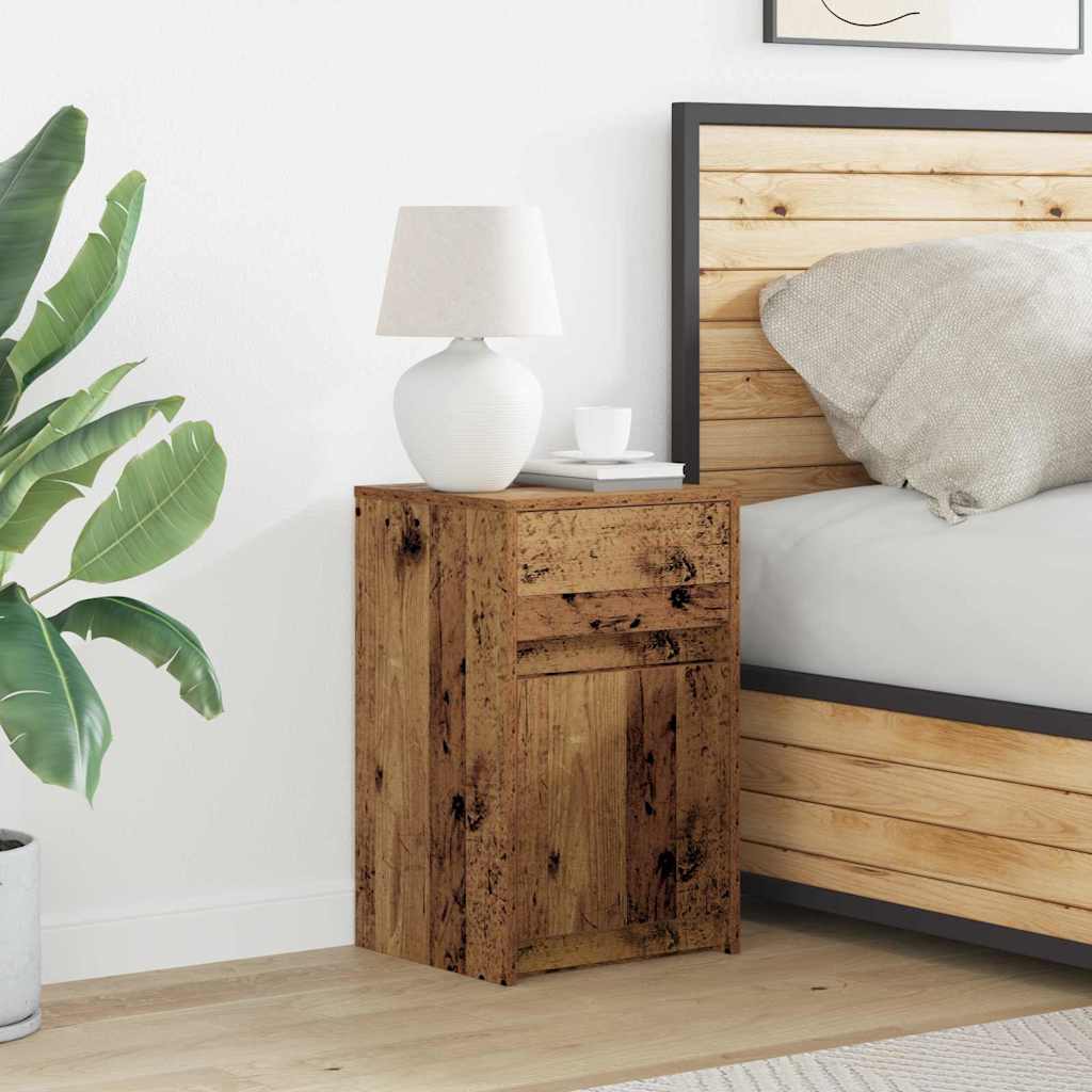 vidaXL LED Bedside Cabinet Old wood 38 x 34 x 61 cm Engineered wood 1