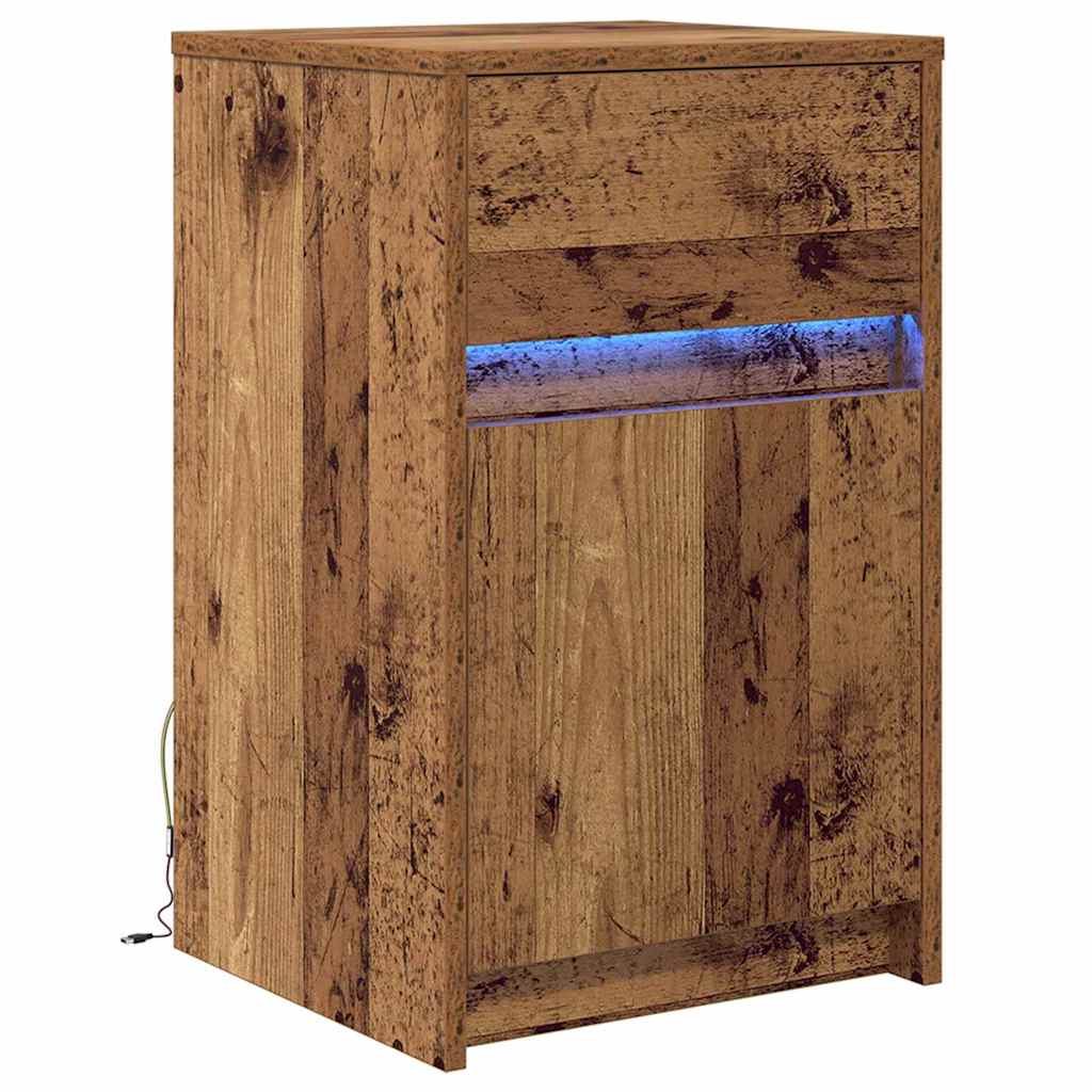 vidaXL LED Bedside Cabinet Old wood 38 x 34 x 61 cm Engineered wood 2