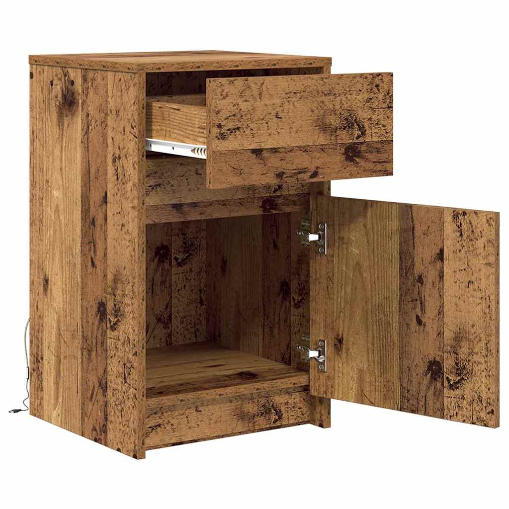vidaXL LED Bedside Cabinet Old wood 38 x 34 x 61 cm Engineered wood 5