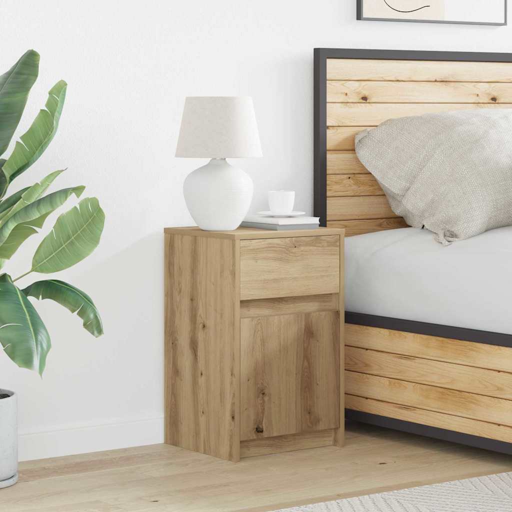 vidaXL LED Bedside Cabinet Artisan oak 38 x 34 x 61 cm Engineered wood 1