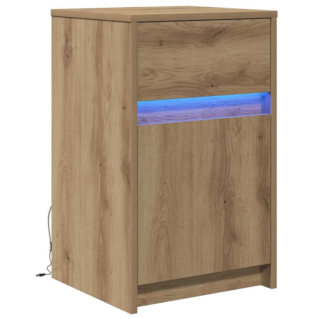 vidaXL LED Bedside Cabinet Artisan oak 38 x 34 x 61 cm Engineered wood 2