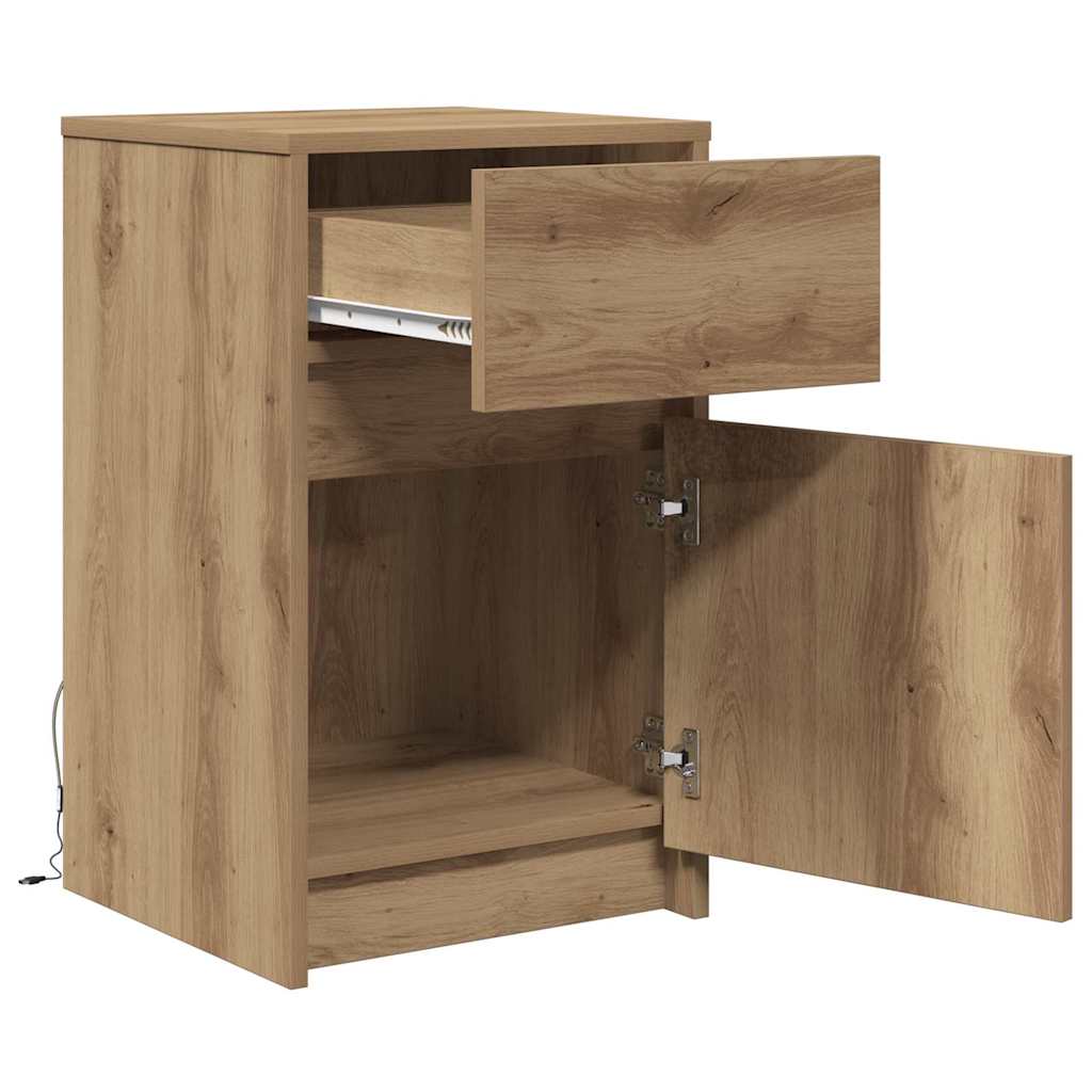 vidaXL LED Bedside Cabinet Artisan oak 38 x 34 x 61 cm Engineered wood 5