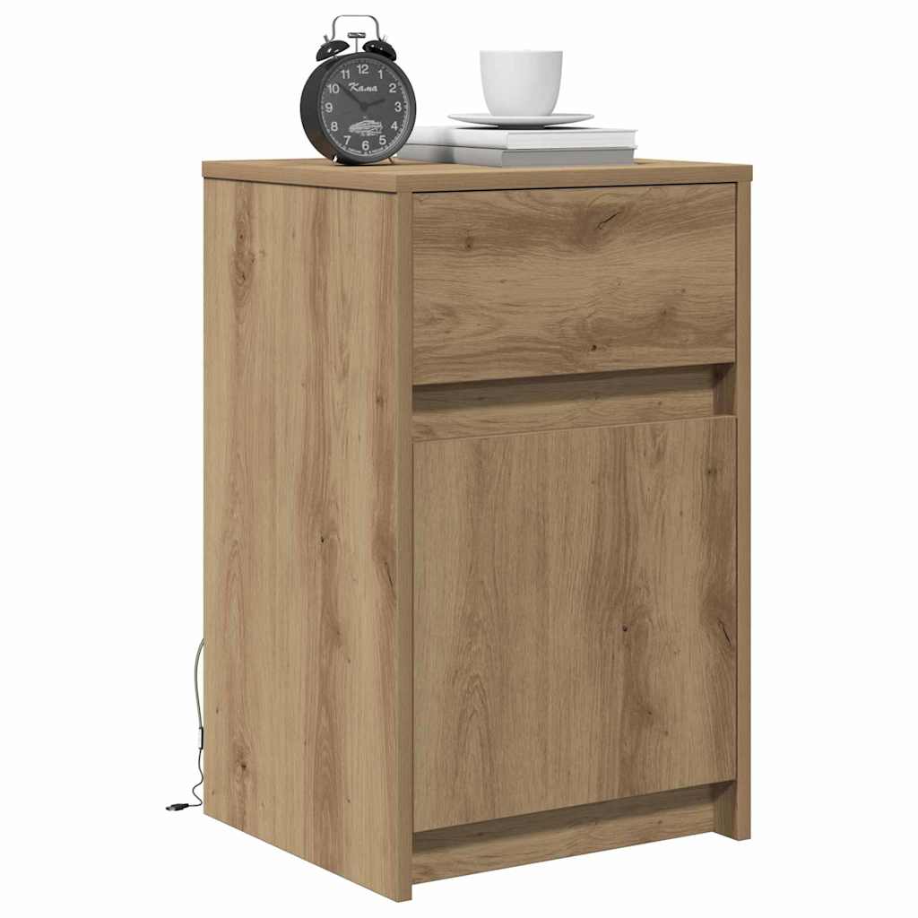 vidaXL LED Bedside Cabinet Artisan oak 38 x 34 x 61 cm Engineered wood 3