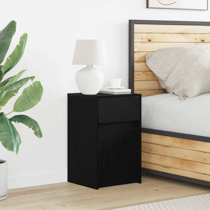 vidaXL LED Bedside Cabinet Black oak 38 x 34 x 61 cm Engineered wood 1