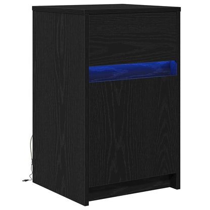vidaXL LED Bedside Cabinet Black oak 38 x 34 x 61 cm Engineered wood 2