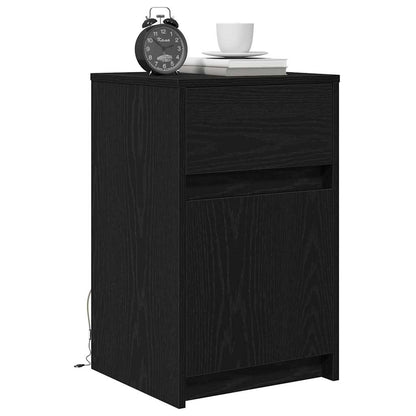 vidaXL LED Bedside Cabinet Black oak 38 x 34 x 61 cm Engineered wood 3