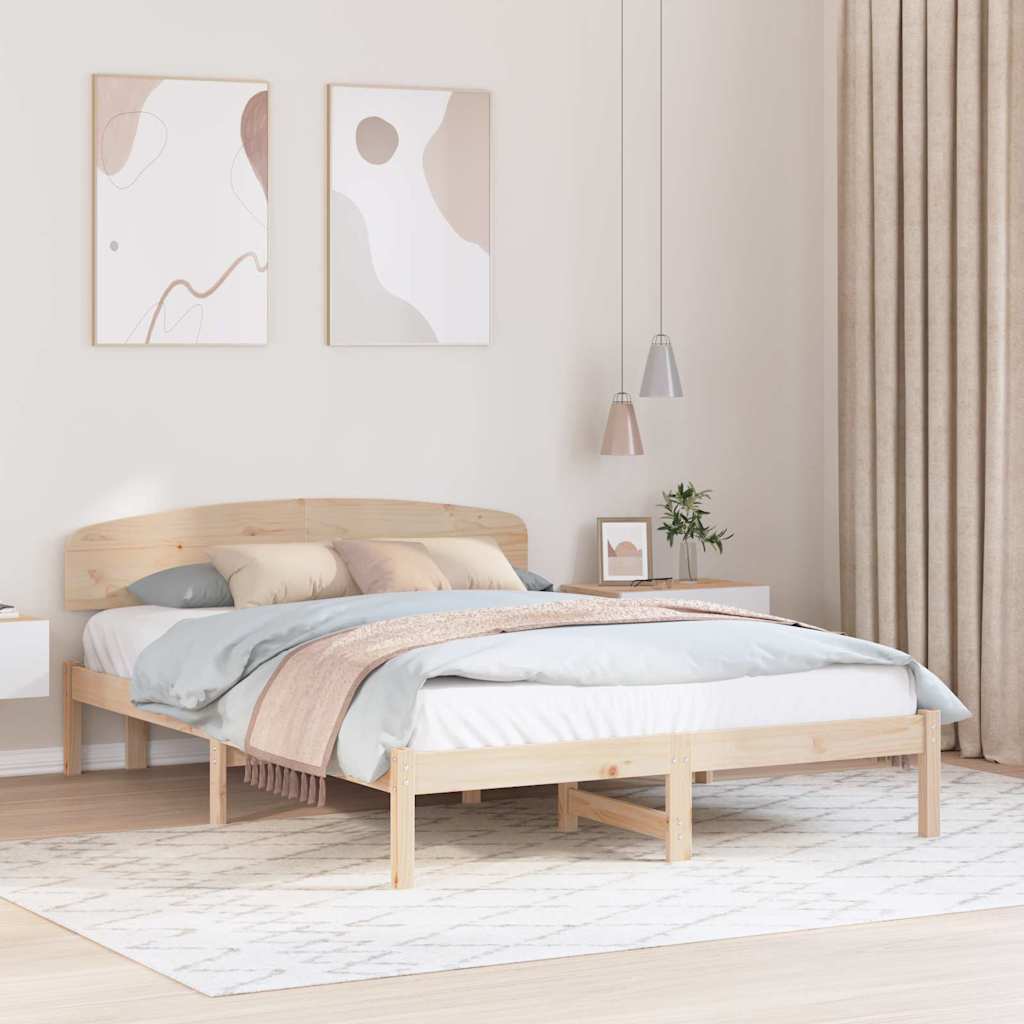 Bed Frame Headboard Solid Pine Wood Length Natural