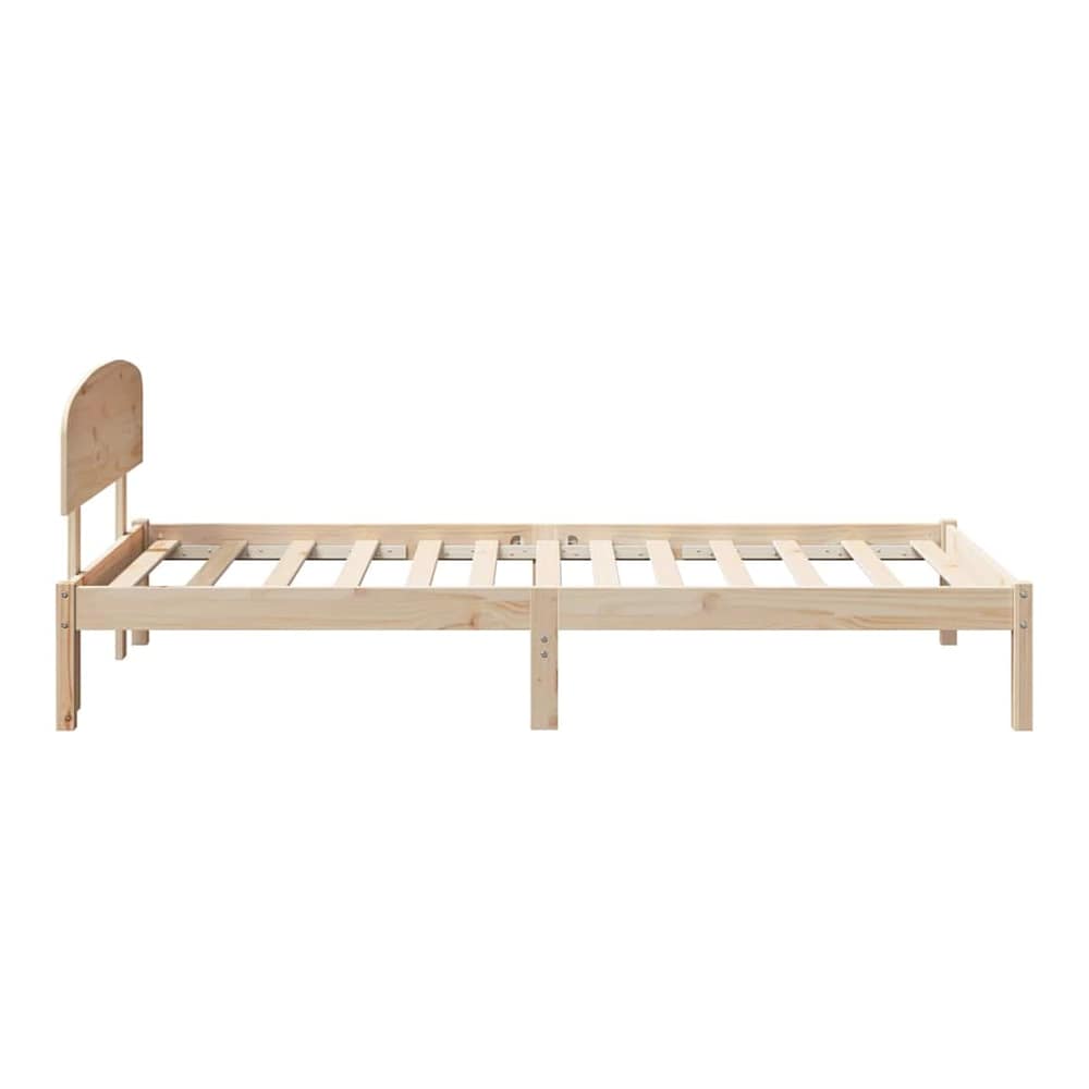 Bed Frame with Headboard Solid Pine Wood Length 200 cm Natural 90 cm