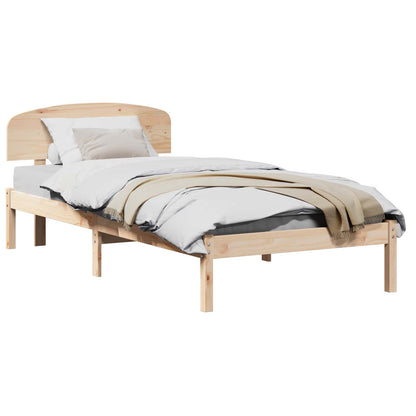 vidaXL Bed Frame with Headboard Natural 90 x 190 cm Solid Pine Wood 2