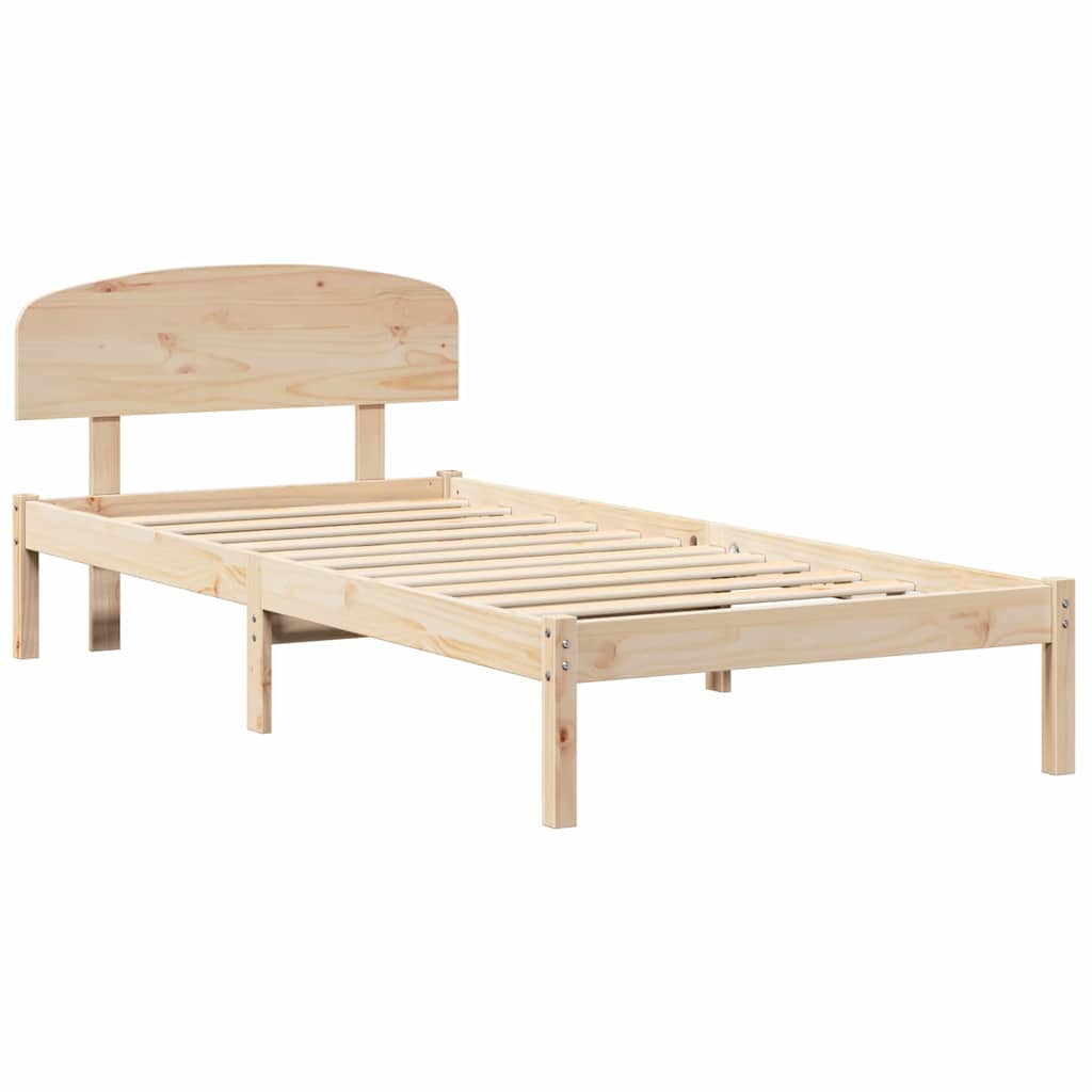 vidaXL Bed Frame with Headboard Natural 75 x 190 cm Solid Pine Wood 4