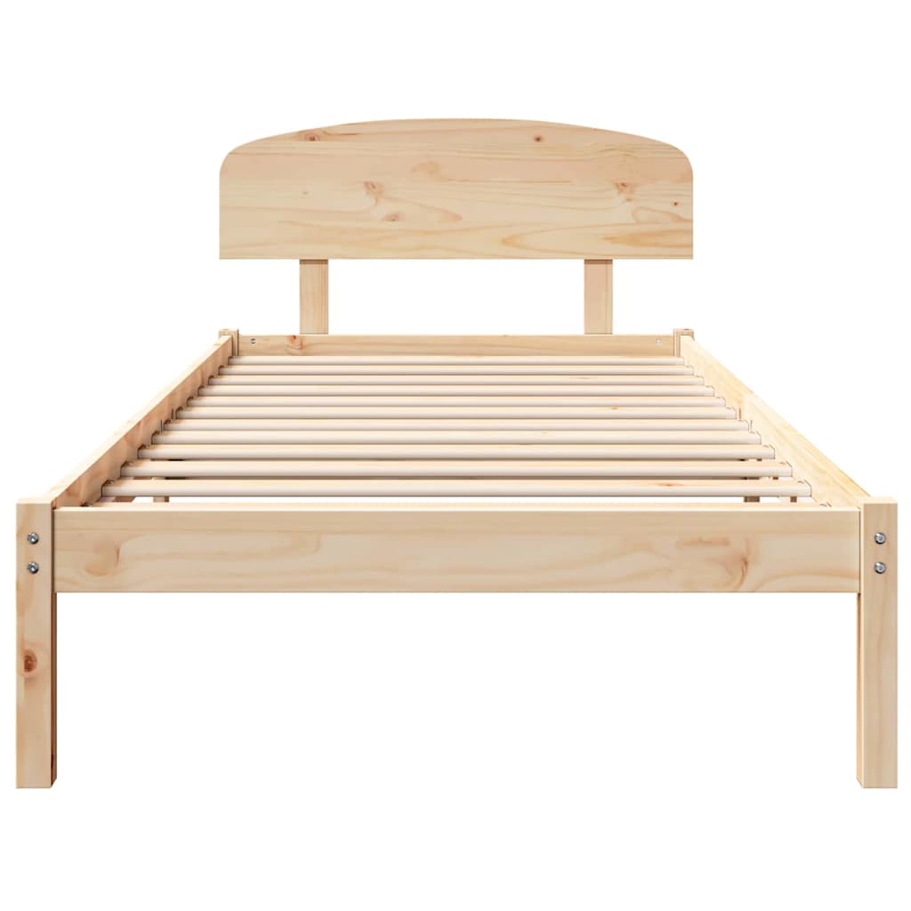 vidaXL Bed Frame with Headboard Natural 75 x 190 cm Solid Pine Wood 5