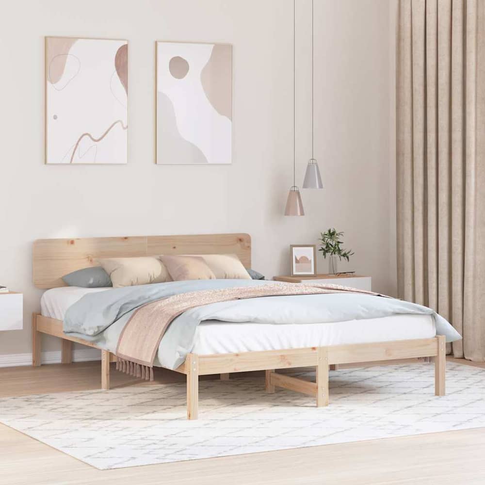 Bed Frame Headboard Solid Pine Wood Length Natural